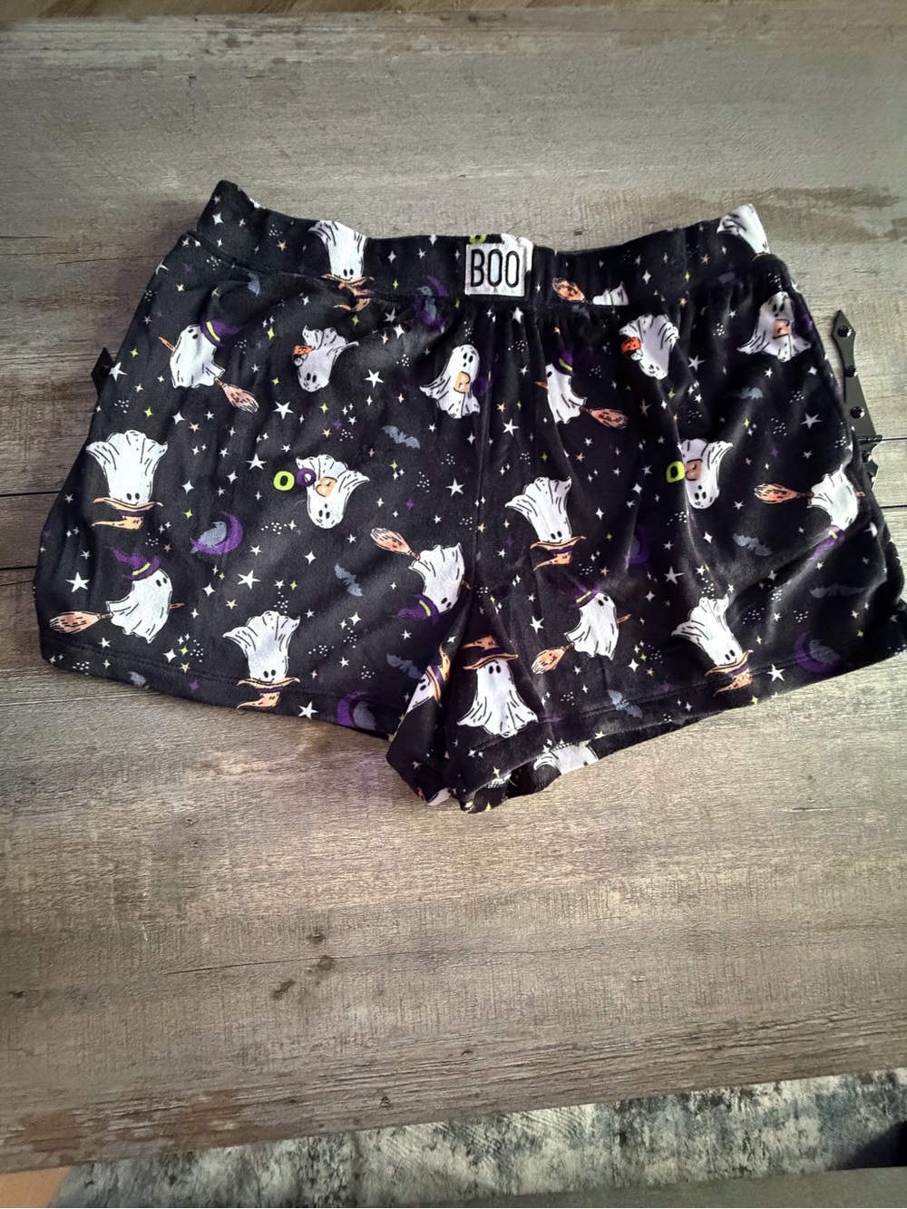 Kids 'Boo' Black Ghost Print Shorts